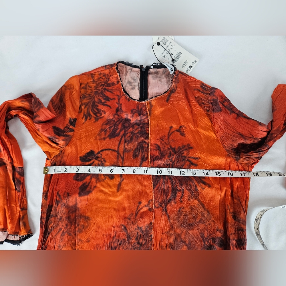Zara Women's Orange Floral Dress - Picture 4 of 6
